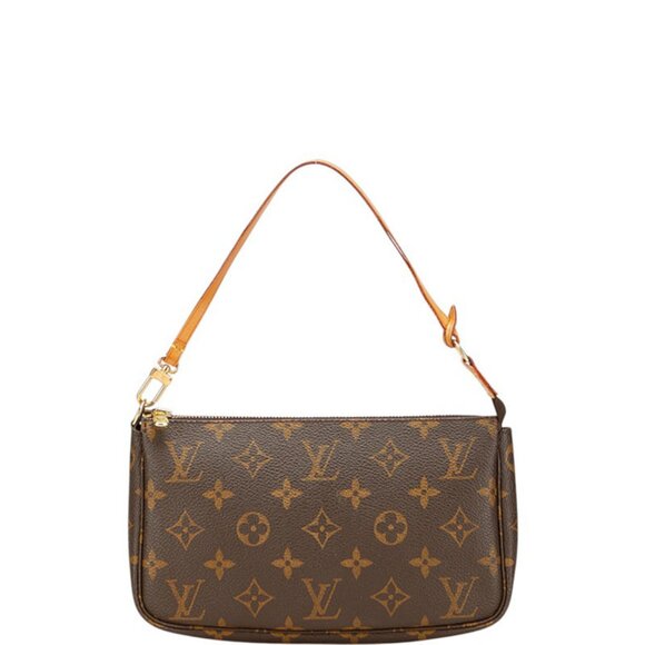 LOUIS VUITTON Brown Monogram Leather Pochette Mini Bag